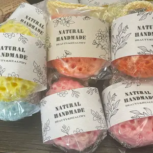 Natural Handmade Tallow Infused Soap Sponges - Grapefruit Scented, Hand Dipped, Small Size, Ideal for Bathing and Daily Use Personal