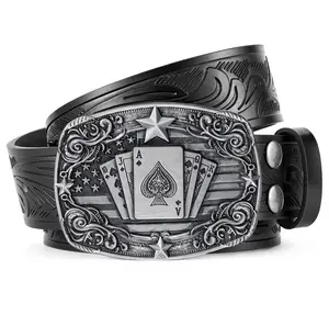 BELTROAD Western Cowboy Belts for Men Women, Mens Western Belt Bull Buckle Country Belt Cowboy Leather Belt for Jeans