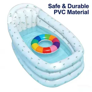 Newborn Baby Bath Tub, Foldable Inflatable Bath Tub, Portable Travel Bathtub, Dual Use Sitting and Lying, Child Storage Home Bath Tub, Foldable Water Ride Lounge Chair