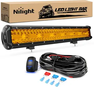 Nilight 20-Inch 420W Amber Triple Row Flood Spot Combo LED Light Bar with 16AWG Wiring Harness Kit, Light Bulbs Included, Off-Road Car & Boat LED Lighting System, Led Car Lights
