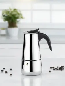 4 Cup Moka Pot Espresso Maker  Stovetop Coffee Maker Stainless Steel 200ml #coffee #tiktokshop #kitchenmusthave