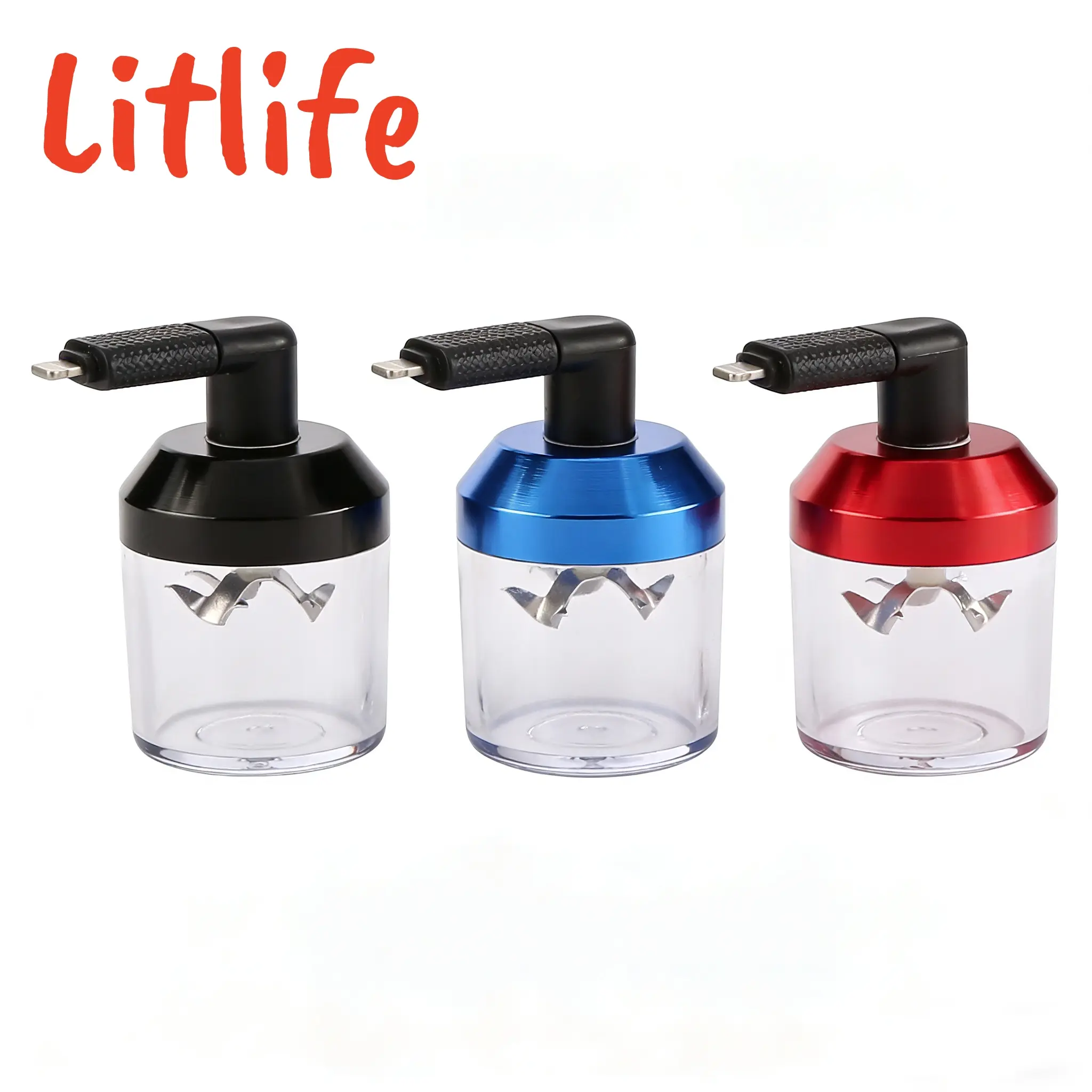 Kitchen 3-in-1 Compact Phone-Powered Mini Electric Spice Grinder - Universal Aluminum Body, Garlic Grinding Capable, with Android, Lightning & USB-C Connectors for Efficient Use
