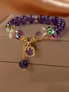 Vintage-Inspired Crystal Beaded Bracelet with Cubic Zirconia Decorations, Charm Jewelry for Women Daily Wear Gift Idea