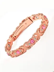 This rose gold heart-shaped magnetic bracelet, set with diamonds and with an adjustable size, is the perfect gift for women, Adjustable Slider Bracelets, Diamonds Bangle Bracelet