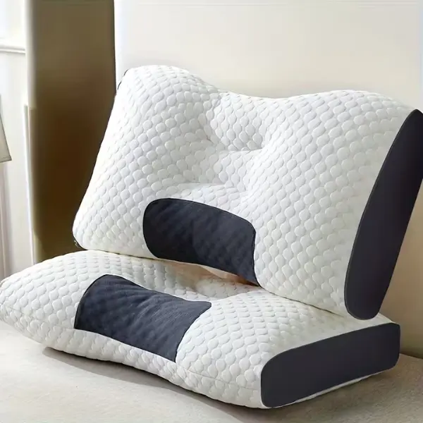 2 PCS Ergonomic Cervical Neck Pillows, Adjustable Contour Support for Neck & Shoulder Pain Relief, Memory Foam Core, Removable Washable Cover, Breathable All-Season Lightweight Bed Pillows