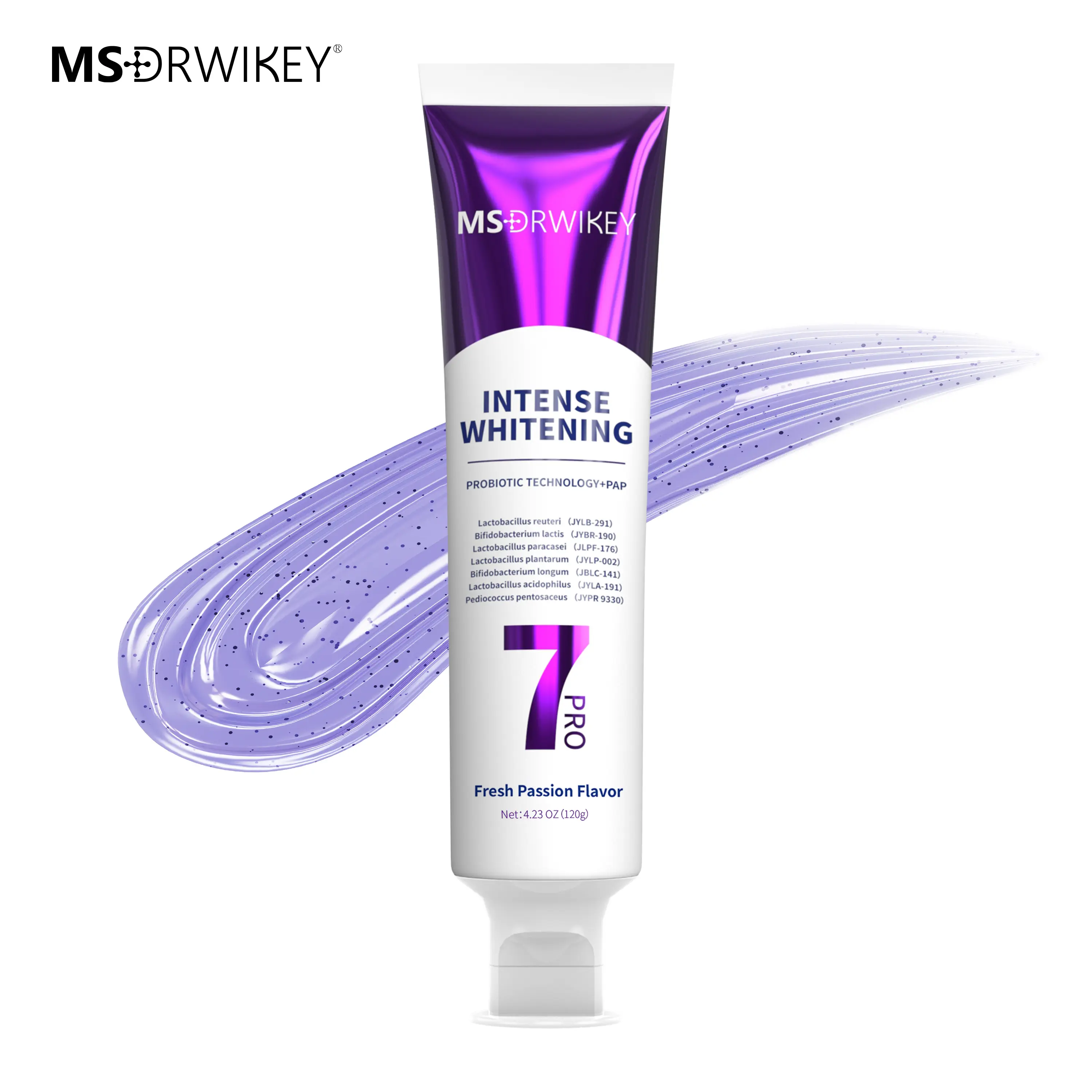 MSDRWIKEY 7-Pro Brightening Toothpaste | Purple Toothpaste Neutralizes Yellow Tones | Enamel-Safe Formula | Long-Lasting Fresh Breath