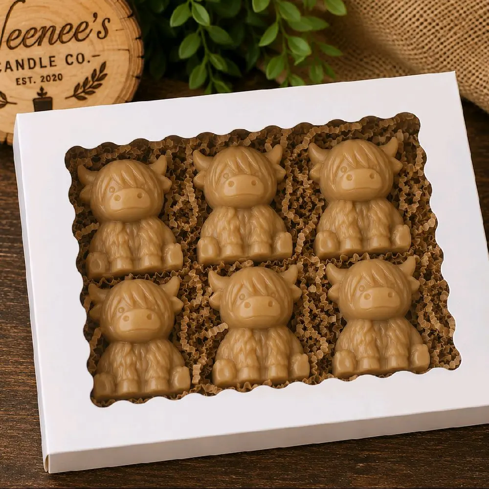 6-Pack Highland Cow Soy Wax Melts, 2oz each, Triple-Fragrance Aroma Decoration Scent Ornaments Candle Scented mother gift Luxury