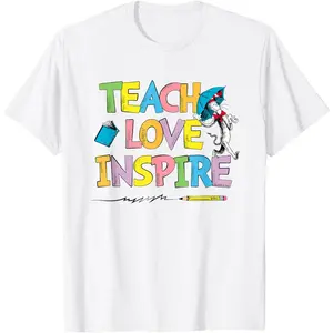 Officially Licensed Dr. Seuss Cat Hat Cotton Short-Sleeve Round Neck Casual Men's T-Shirt - Sporty Sports Top for Teaching Love and Inspiration, Shortsleeve, Tshirt