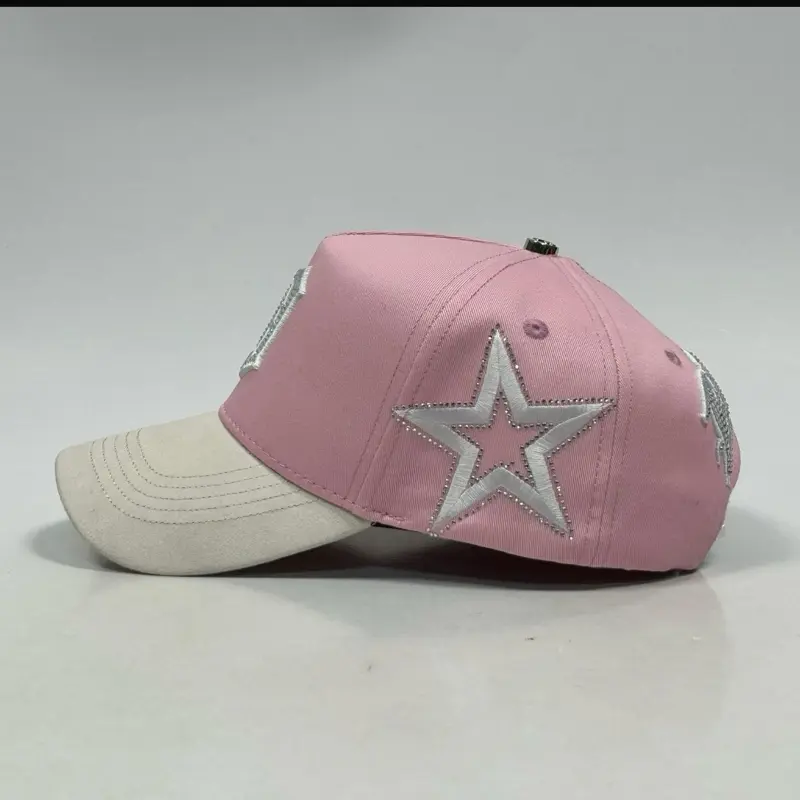 Caps Fns Pink Baseball Cap with D Logo and Rhinestone Accents for Women
