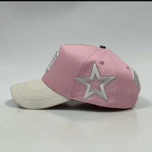 Caps Fns Pink Baseball Cap with D Logo and Rhinestone Accents for Women