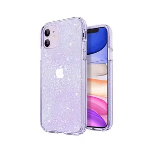For iPhone 11 Case - Clear Glitter Sparkle Bling Cute Slim Shockproof Cover for Girls & Women, Soft Flexible Anti-Scratch Protective Phone Case, 6.1 Inch (2019)