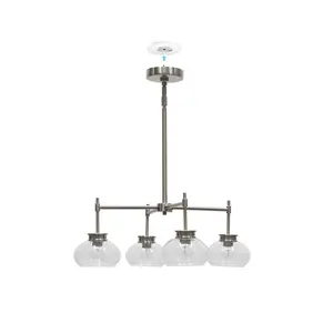 Plug & Play Kinsmon 4-Light Chandelier in Transitional and Modern Style-61.6 Inches Tall and 24 Inches Wide