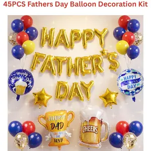 45PCS Fathers Day Balloon Decoration Kit, Happy Fathers Day Letter & Super Dad Balloons Father Day Gift