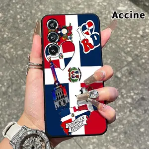 Straight Edge Phone Case Compatible with Samsung Galaxy S26 S23 Ultra S24 Plus S25 S22  Dominican Love Tribute Pattern Anti-Scratch Shockproof TPU Bumper Drop-proof Cover Cellphone Protective