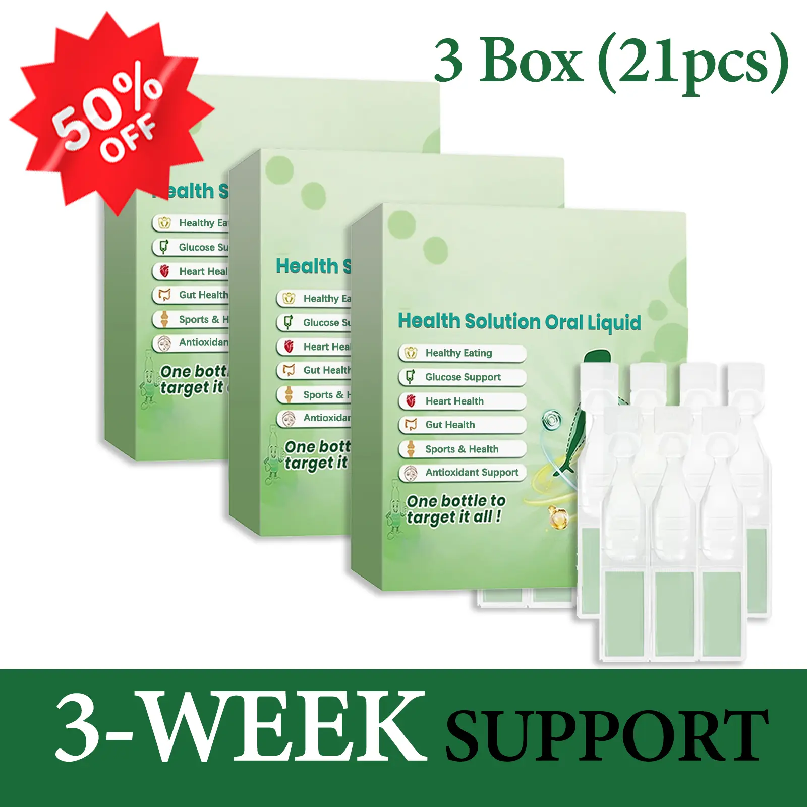 Health Oral Liquid - Dietary Supplement:Vegetarian-Friendly, High-Concentration Formula.Promotes Gut Health and Balances Whole-Body Function. No Water Required; Daily Supplement;Travel-Friendly.1Box（7pcs）
