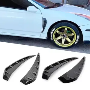 2Pcs Auto Front Bumper Side Wing Air Intake Flow Vent Hood Exterior Decorative Sticker Cover Black Carbon Fiber Car Styling Car Decals