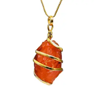 Crystals and Healing Stones Carnelian Necklace, Real Crystal Necklace