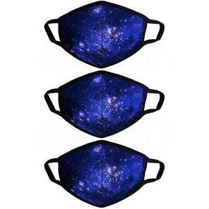 3 Pack blue galaxy Cloth Face Masks, Dust Cloth Mask, Breathable Soft Warm Windproof Face Protection for Men and Women