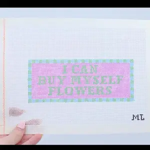 I Can Buy Myself Flowers | Hand-Painted Needlepoint Canvas | 13 Mesh | Made to Order | Canvas Only