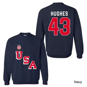 USA HOCKEY Quinn Hughes #43 Sweatshirt, USA Hockey Pullover Sweatshirt, Unisex Crewneck Sweatshirt Long Sleeve
