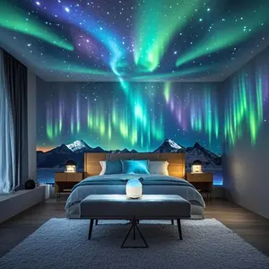 USB-Powered LED Projector with Remote Control, 16-Color Changing, Adjustable RGB Lighting, Ambient Glow Indoor Ceiling Decor for Bedroom, Game Room (Wedding & Traditional Men's Fashion Accessory Complement)