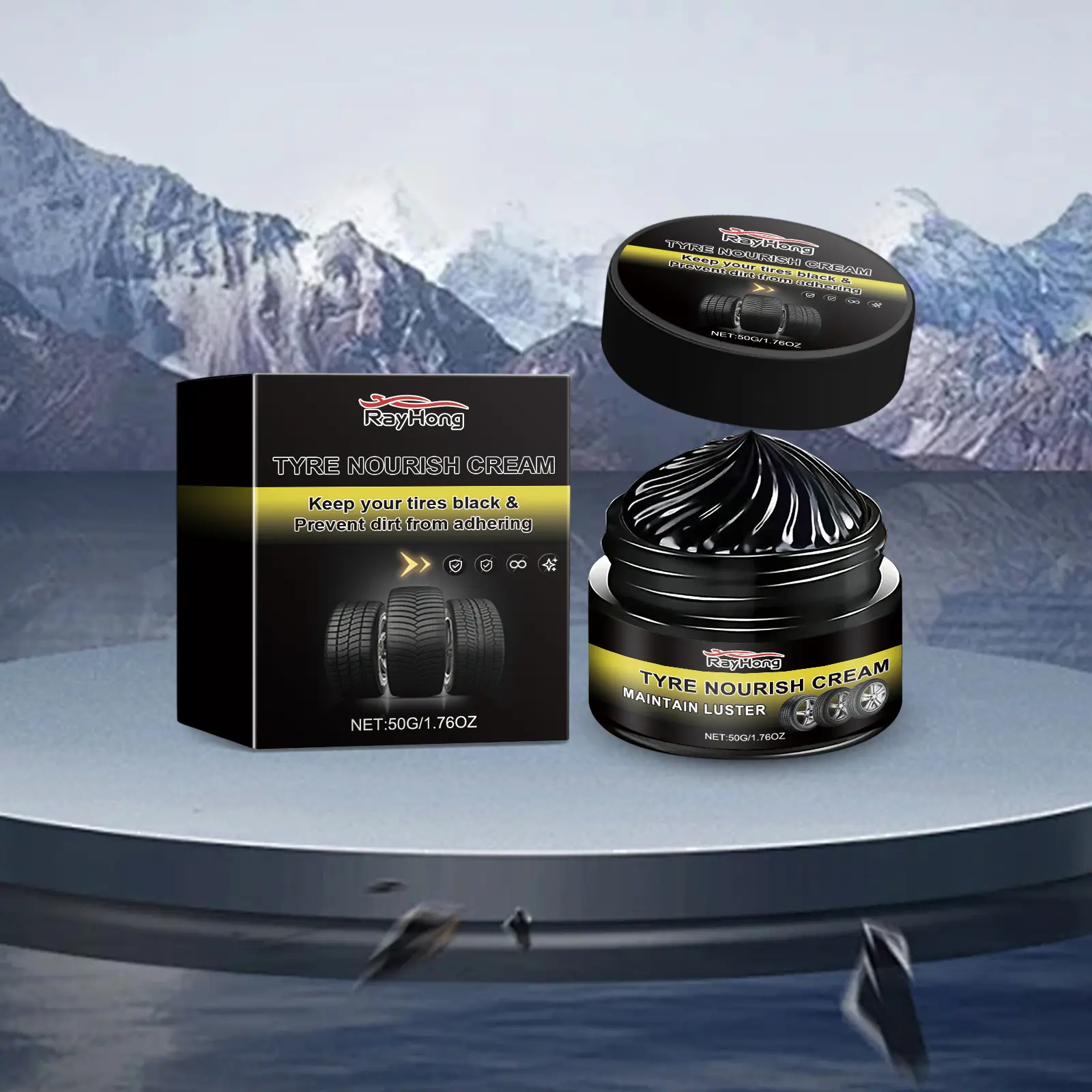 Tire Shine Wax - Long Lasting Tire Protectant with UV Resistance Gel Formula for Deep Gloss Finish Easy Application Tire Dressing for Car Detailing Tire Care Cream and Protection