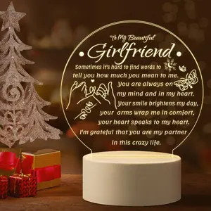 Acrylic Romantic Night Light, 1 Count Letter Pattern Desktop Light, Led Atmosphere Lamp, Led Decoration Lamp, Gift for Girlfriend on Birthday, Thanksgiving, Festival, Memorial Day