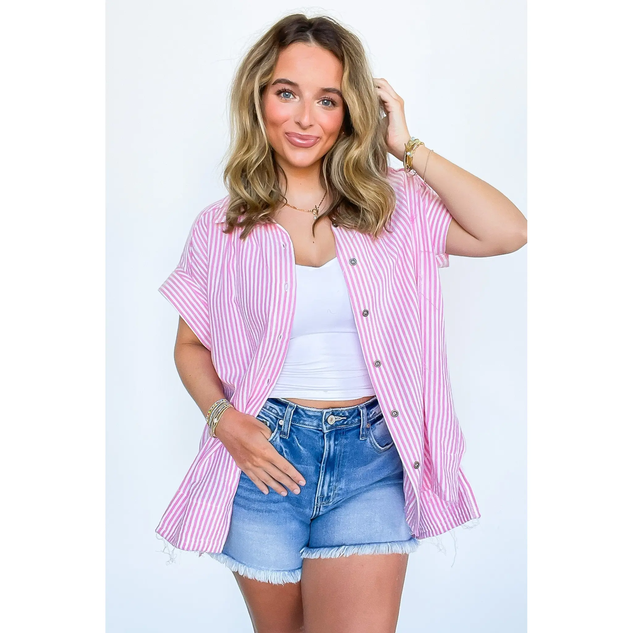 Savani  Button Down Striped Top - FINAL SALE
