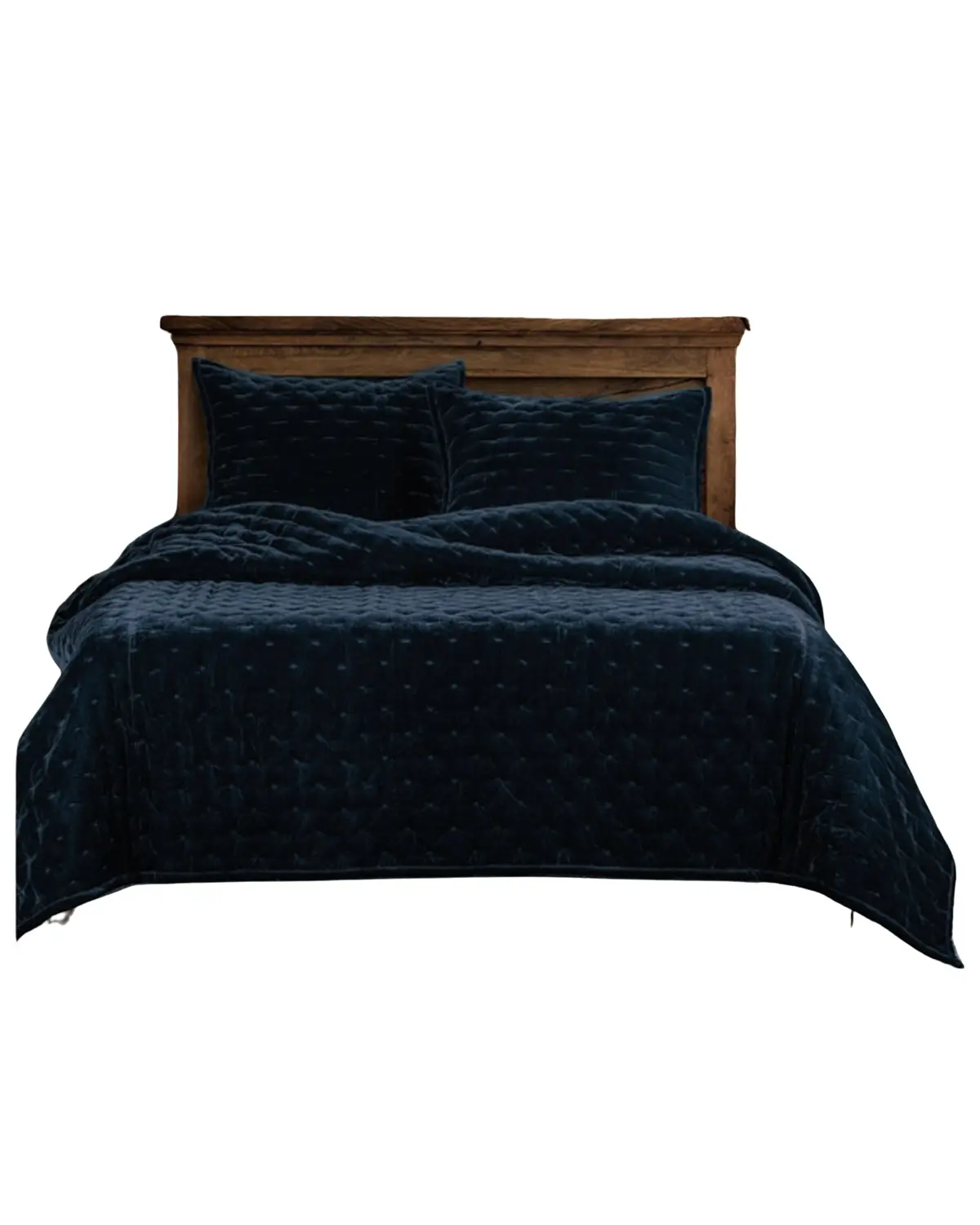 Hiend Accents Unisex Midnight Blue Stella Faux Silk Velvet 3-Piece King Quilt - Pk6700-Kg-Mb