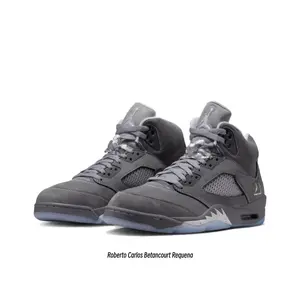 Gray Suede and Mesh Panel with Ice Blue Translucent Outsole Mid-Top Retro Basketball Shoes