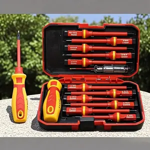 13-Piece Insulated Screwdriver Set, High Voltage Resistant Electrician Tools, Cross and Flat Head, Home Repair Kit, Bag Included, DIY Screwdriver
