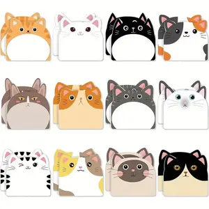 Cute Animal Pattern Sticky Note, 12pcs/set Creative Diary Sticky Note, Stationery Supplies for Notebook & Various Note, Adhesive Stickers, Sticker Cards