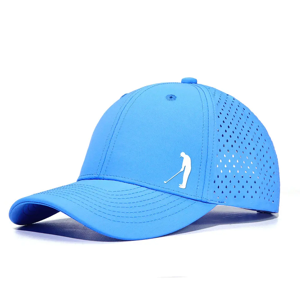 1pc Quick Dry Golf Cap with Hole Perforated Mesh, "Gentleman Playing Golf" Pattern Print Trucker Hat 10 Colours Available Lightweight Golf Hat Golf Performance Hats
