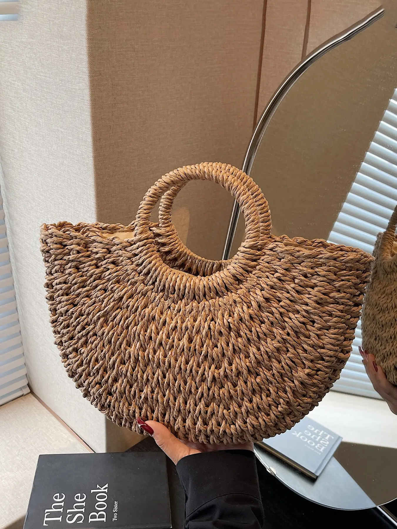 1pc Ladies' simple, retro solid color handbag purse, Casual Everyday Bag, suitable for daily commuting, beach vacation, straw woven bag, All Seasons Handbag, Summer Handbag, Woven Purses, Vintage Handbag, practical and versatile, a must-have for ladies