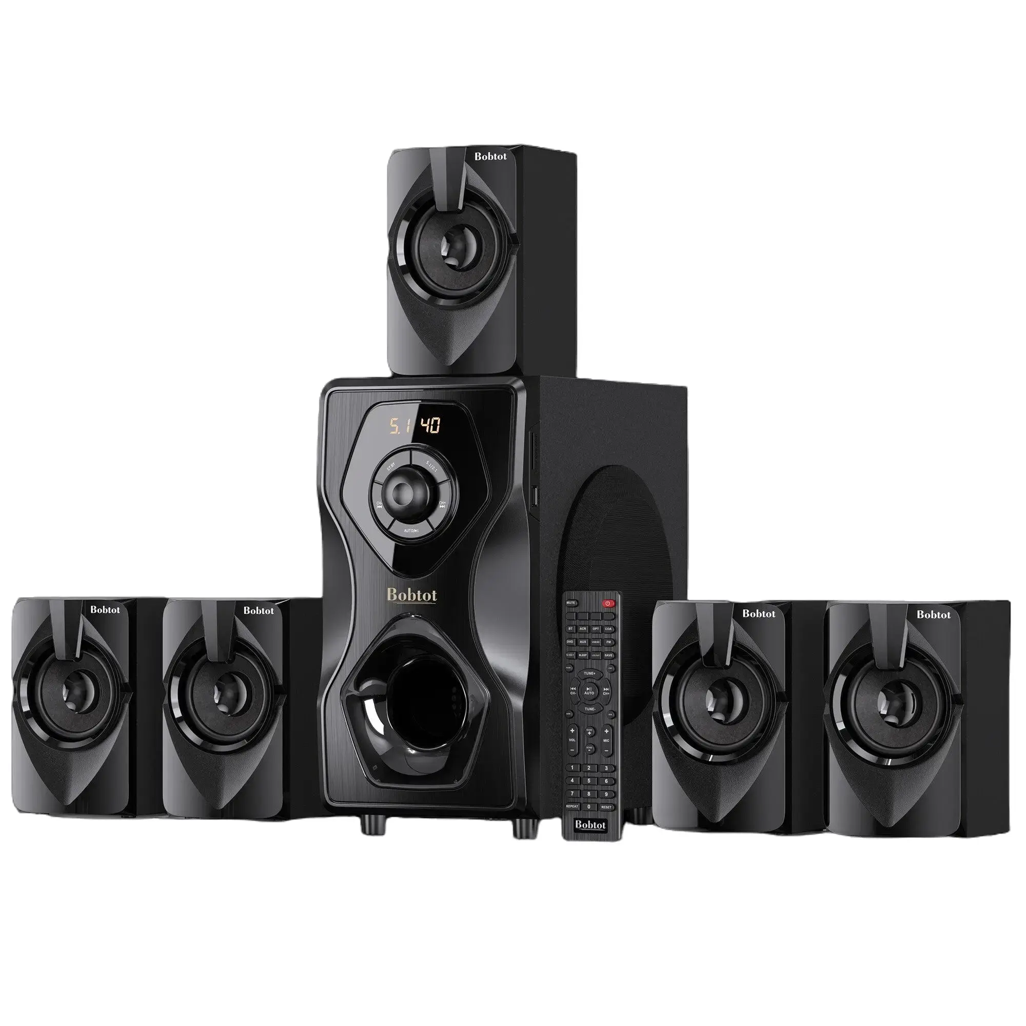 Bobtot B48S 5.1 Surround Sound Home Theater Speaker System - 700W Amplifier, 5.1 Channel Audio Entertainment Solution