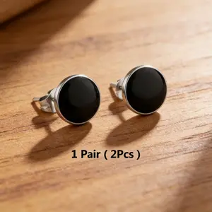 Surgical Stainless Steel Stud Earrings for Women Men Black Gold Plated Fluorescent Flat Back Hypoallergenic Earrings Suitable for Sensitive Ears
