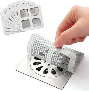 50PCS Shower Drain Hair Catcher，4" X 4" Disposable Shower Drain Hair Catcher, Drain Cover Stickers for Bathroom & Kitchen