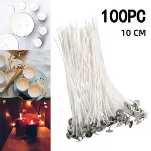 100 Pre-Paraffined Candle Wicks for DIY Candle Making, 10cm-12cm Long, Ideal for Christmas and Holiday Party Decorations