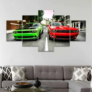 Car Pattern Canvas Painting, 5 Counts/set Modern Art Painting, Modern Cool Design Wall Art Decor for Home Living Room Bedroom Office, Ornaments, Modern Home Decoration