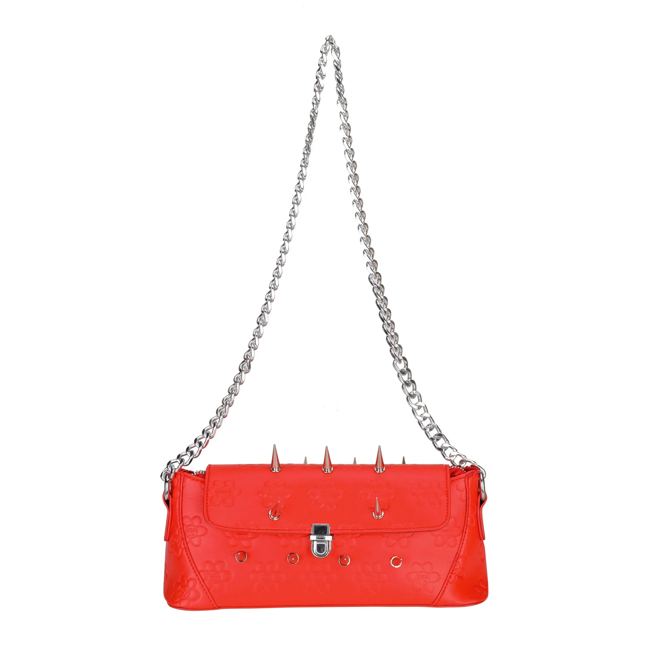 DevyMortals Monster Daisy Stamped Handbag - Vegan Leather, Spiked Rivets, Chain Handle, Waterproof, Lightweight,