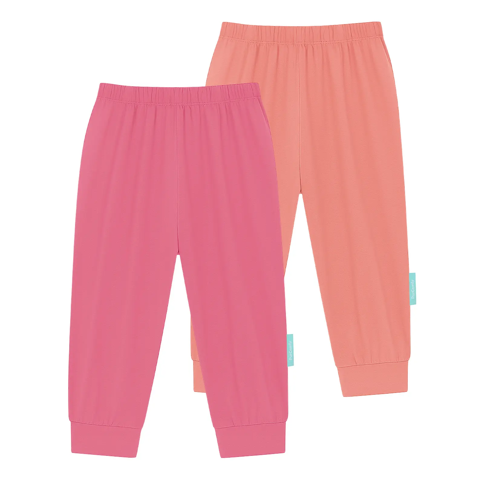 PurComfy Supersoft Baby Pants, 2-Pack Premium Bamboo Viscose Jogger Pants, Elastic Waist, Unisex 0-24 Months