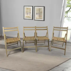 ARCH Furniture Slatted Wood Folding Special Event Chair - Wood, Set of 4, FOLDING CHAIR, FOLDABLE STYLE    RR
