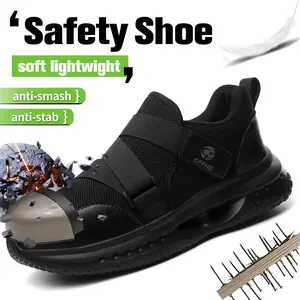 Men's safety work shoes - anti slip, anti smash, anti puncture, breathable Soft Steel Toe Black