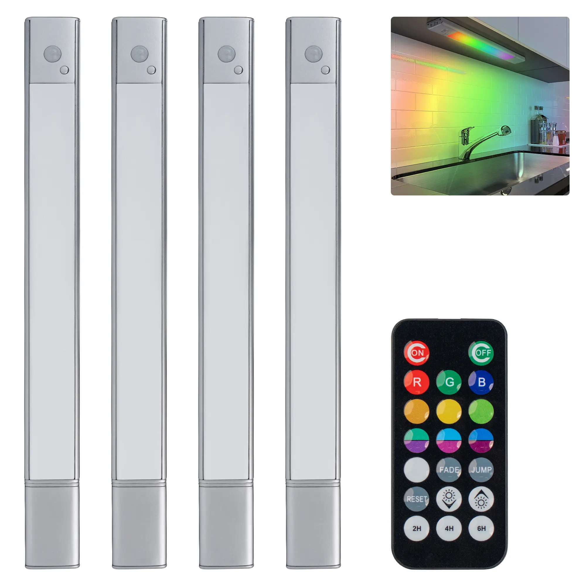 14.6-inch cabinet lighting, equipped with a charging station, a 2000-mAh rechargeable wireless sensor lamp with RGB function, featuring magnetic design, suitable for kitchens, cloakrooms, staircases and other places, and equipped with a remote control Sum