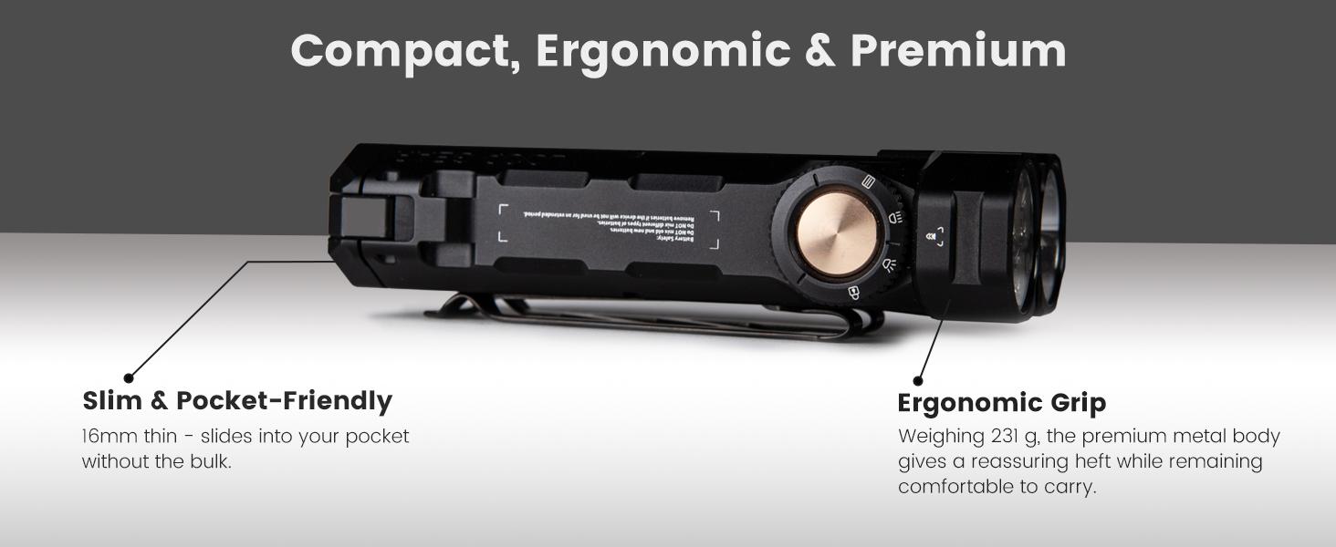 LOOPGEAR SK05 PRO 2 EDC Flashlight, 5000LM LED Flashlight – Spot + Flood + RGB + High CRI + Power Bank, IP68 Magnetic, Replaceable Batteries