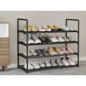 Sturdy 4-Tier Metal Shoe Rack - Stackable Organizer for Closet Entryway & Bedroom - Holds 30-36 Pairs - Multicolor Footwear Storage Shelf
