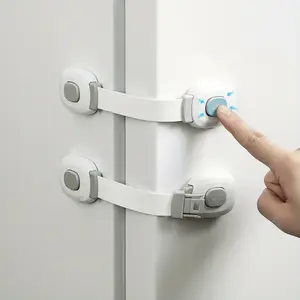 Door Lock No Drilling Installation Easy Button Lock Adhesive Door Latch Suitable for Indoor Outdoor Doors Cabinets Bathrooms Durable Plastic Construction Simple Mechanism Design