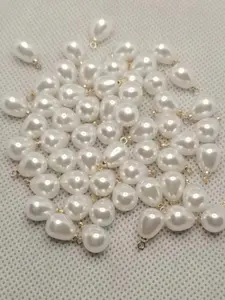 2pcs Elegant Teardrop Artificial Pearl Pendants, Jewelry Making Accessories, DIY Earring Necklace Charms, Suitable for Craft Projects
