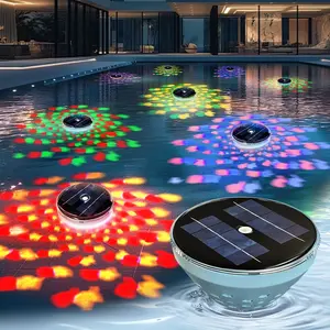 LED Floating Fish Projection Lamp, IP67 Multi-Color Underwater Fountain Light, Pool Fountain Lights, Solar Powered, 5 lighting modes, touch control, Fish Shadow Light Effect, Suitable for Swimming Pool/Pond/Bathtub Party Decoration, Disco Atmosphere Light