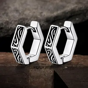 GTHIC Simple Hexagon Stainless Steel Geometric Stud Earrings for Men Women Statement Jewelry Daily Wear